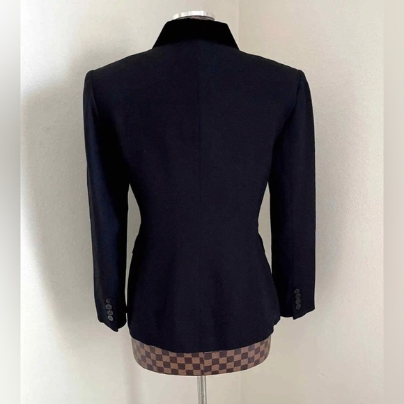 Lauren Ralph Lauren 100% Wool Blazer 6 Black Career Velvet Collar Logo Buttons - Picture 3 of 15